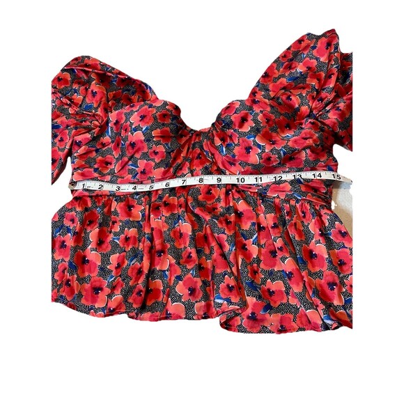 House Of Harlow 1960 Revolve Burna Blouse In Red Poppy Floral Women Size Medium - Picture 8 of 12